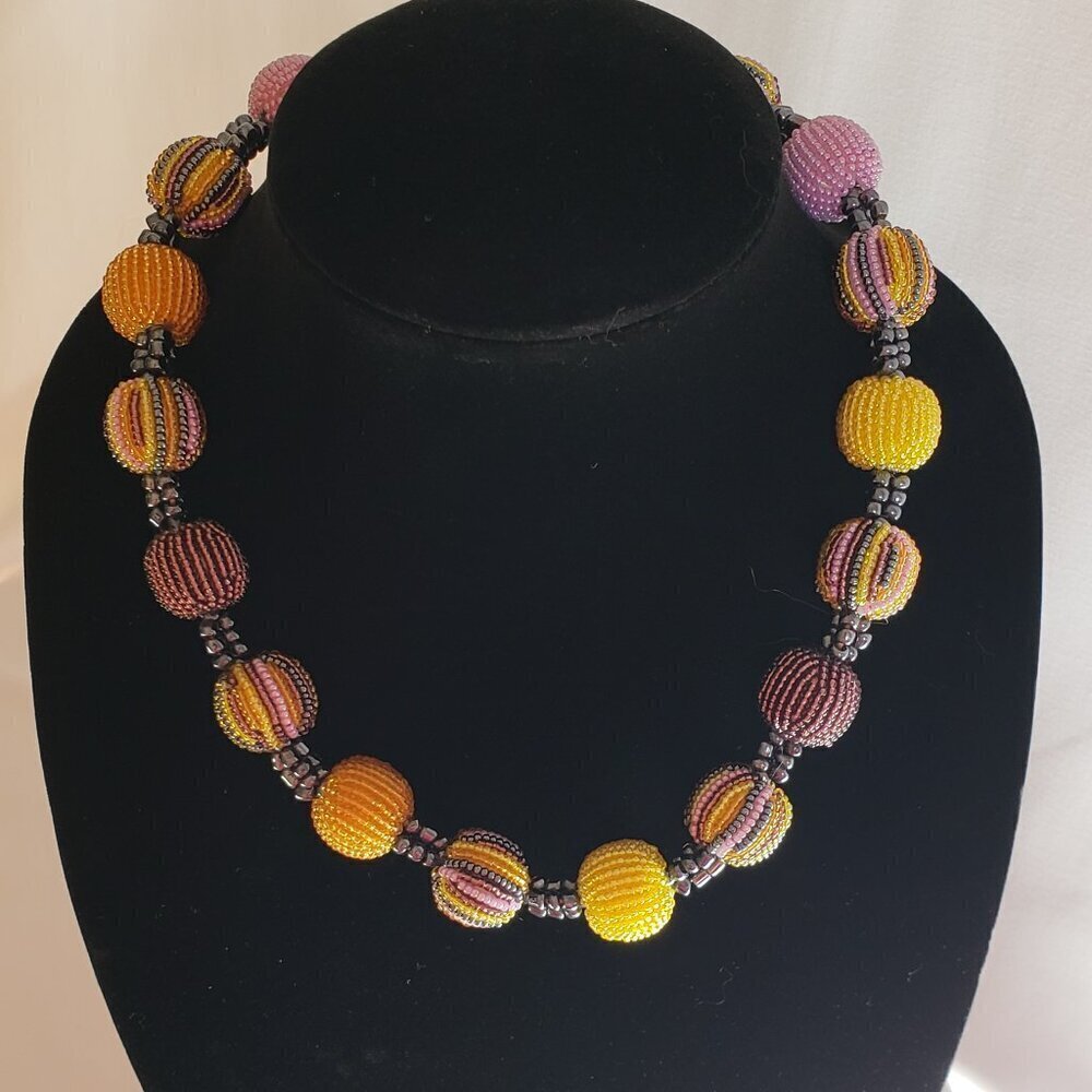Glass Earth Tone Seed Bead Necklace